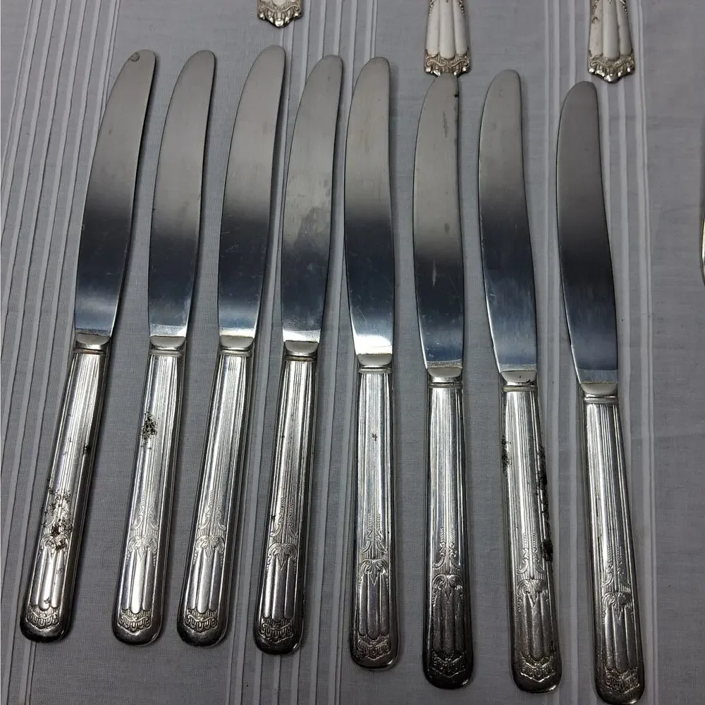 Lenox Silver Plate Deerfield Art Deco Flatware 22 Pieces Tarnished Pitted AS IS